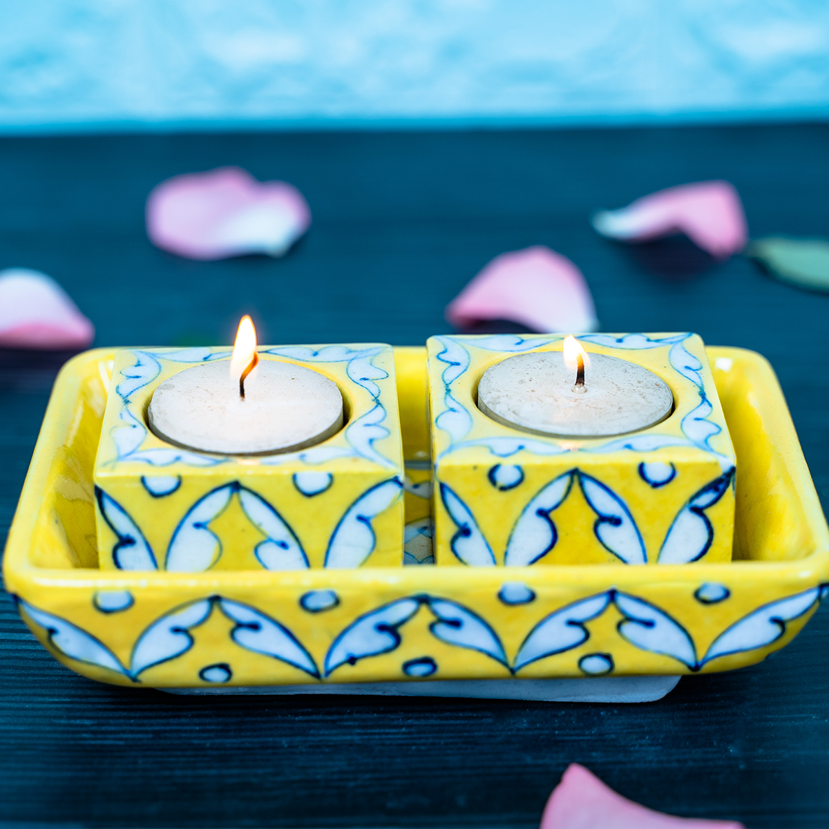 Yellow Trinket Tray and Votives
