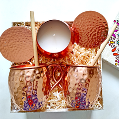 Hand Hammered Copper Mugs with Candle