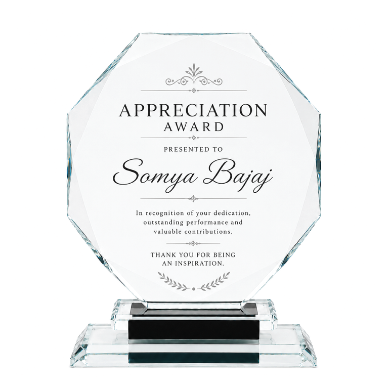 Octagon Crystal Appreciation Award