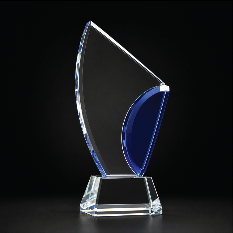 Blue Crest Crystal Trophy
