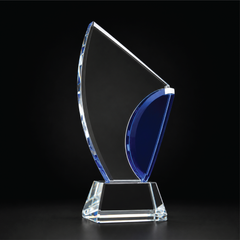 Blue Crest Crystal Trophy