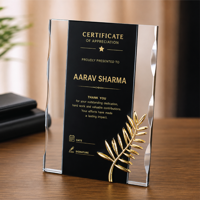 Elite Crystal Honor Plaque