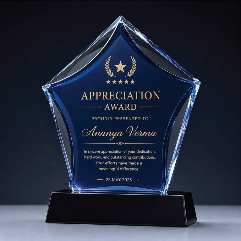 Royal Blue Crystal Star Award
