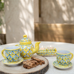 Yellow complete handmade pottery set