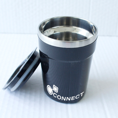 A black insulated steel sipper with a silver rim and lid, featuring the brand logo 'CONNECT' on the side.