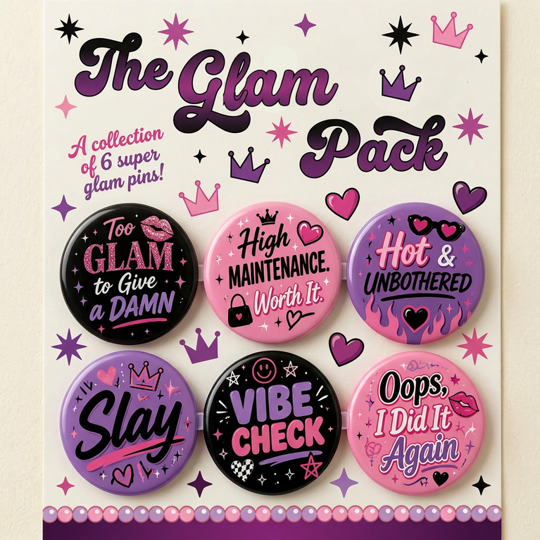 The Glam Pack – Button Badge Set