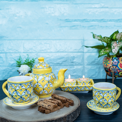 Yellow complete handmade pottery set
