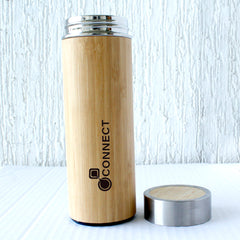 Bamboo Stainless Steel Flask Comes Tea Strainer Vacuum Insulated Hot and Cold
