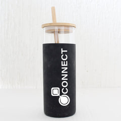 Eco-friendly Glass Sipper with an wooden lid and straw
Comes with a fabric case