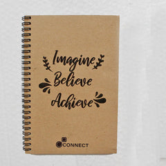 Brown coloured recycled paper diary. This diary can be branded and personalised.
