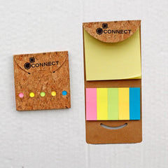 Cork cover book with post its